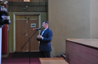 Выступление председателя МО ДОСААФ России Тамбовского района В.Г. Ковалёнок перед участниками акции